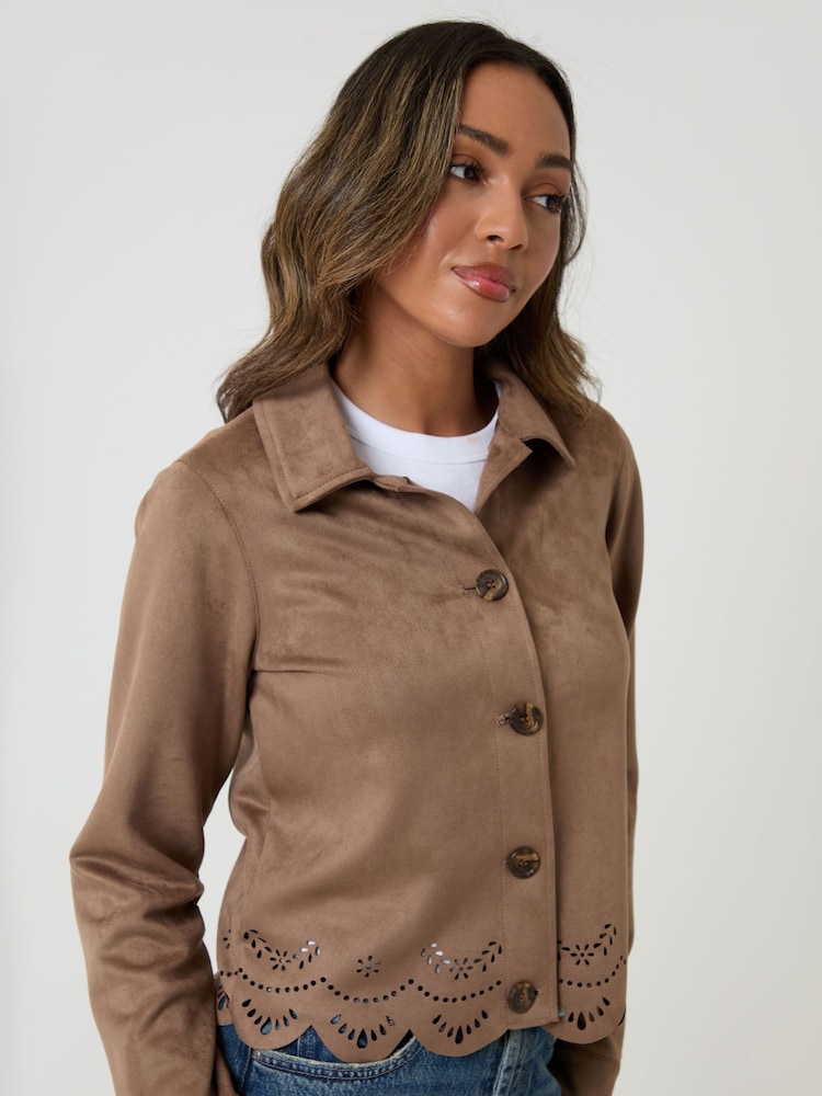 Threadbare Faux Suede Broderie Cropped Jacket - 圖片 4/4