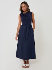 Threadbare Twist Detail 2-in-1 Midi Dress with Poplin Skirt - Imagen 1 de 4