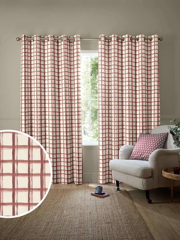 Emily Bond Spiced Red Gingham Made to Measure Curtains - Image 1 of 9