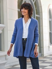 Pure Collection Blue Gassato Swing Long Sleeve Cardigan - Image 1 of 3