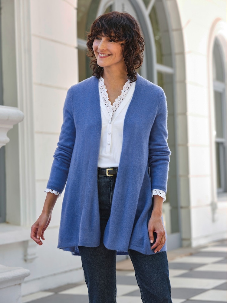 Pure Collection Blue Gassato Swing Long Sleeve Cardigan - Image 1 of 3 Pure Collection Blue Gassato Swing Long Sleeve Cardigan - Image 1 of 3
