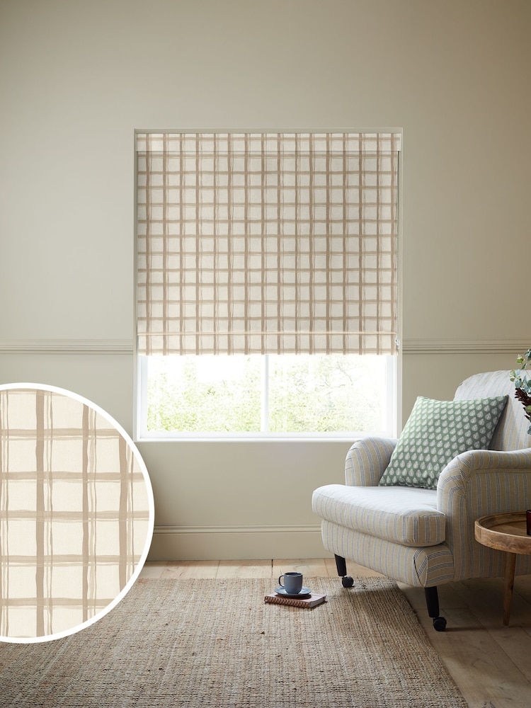 Emily Bond Almond Gingham Made to Measure Blinds - Image 1 of 6