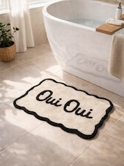 Mooky Mats Black/Cream Oui Slogan Bath Mat - Image 1 of 4