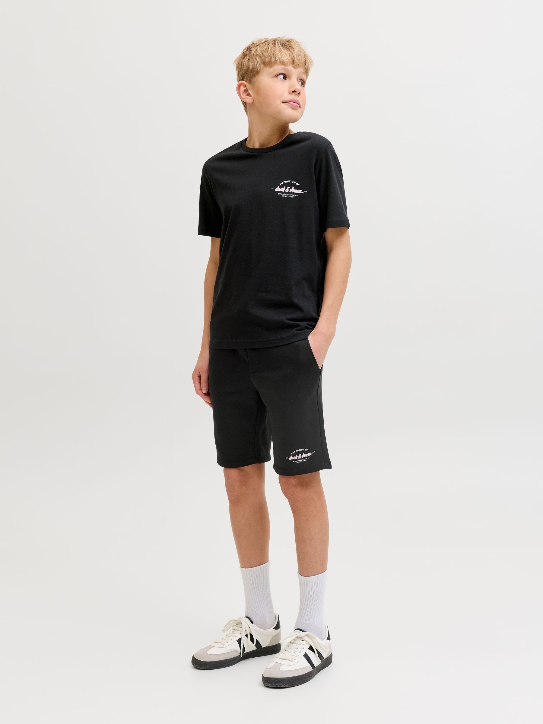 T-shirt Bambino JACK&JONES JUNIOR JORCASEY, Manica Corta, Girocollo, Colore Canyon Sunset (60% Cotone, 40% Poliestere)