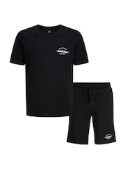 JACK & JONES JUNIOR Black T-Shirt And Shorts Set - Image 1 of 3