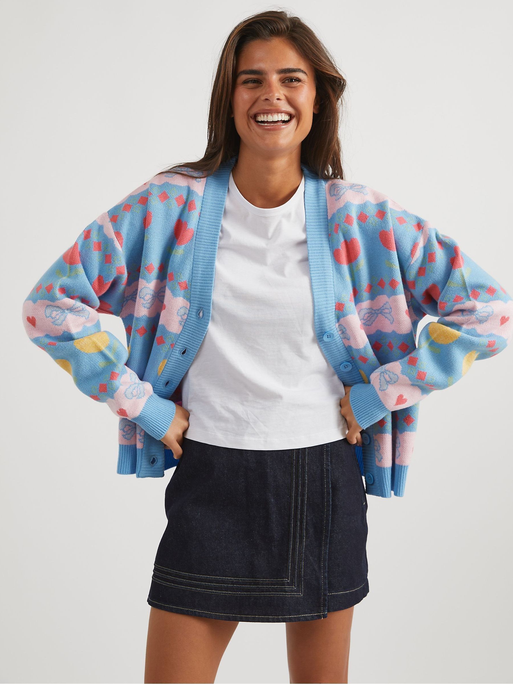 Buy Skinnydip Blue Bow and Tulip Blue Knitted Cardigan from the