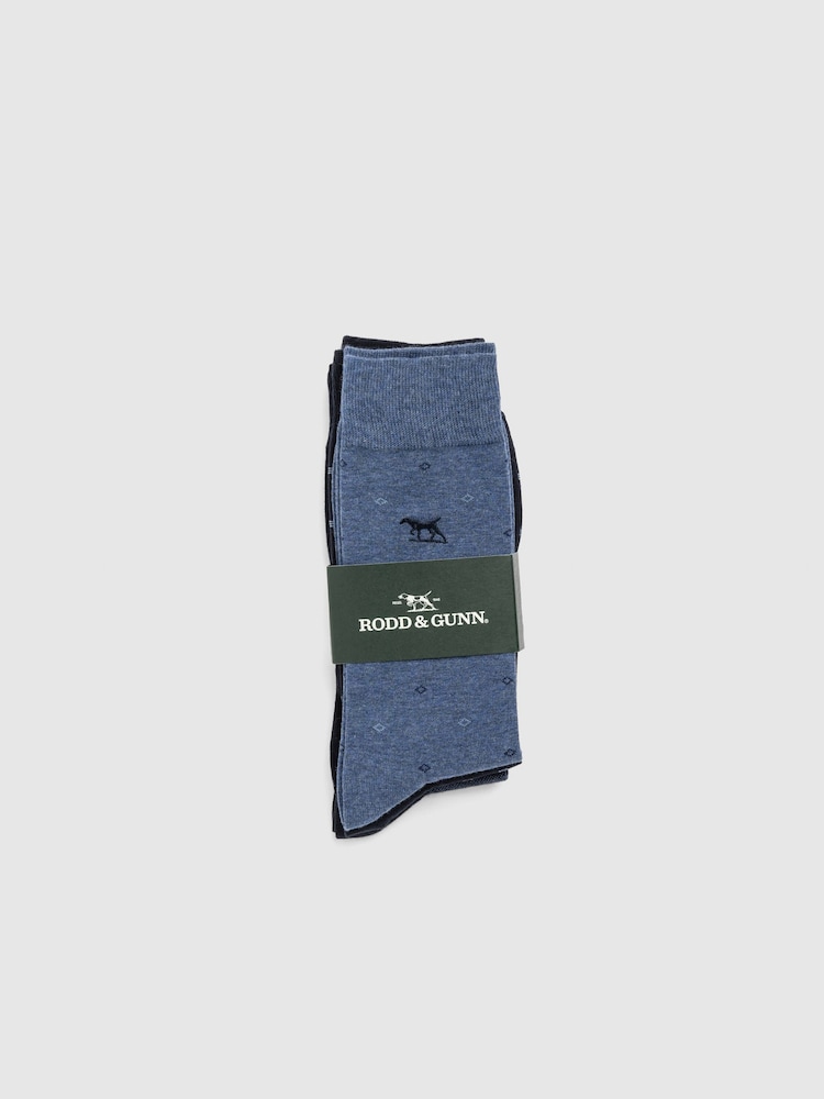 Rodd & Gunn Blue Seacliff Multi Sock 3 Pack - Image 2 of 2 Rodd & Gunn Blue Seacliff Multi Sock 3 Pack - Image 2 of 2