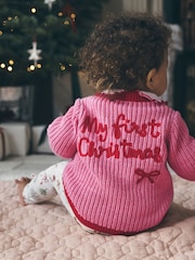 Pink and Red My First Christmas Baby Cardigan (0-18mths) - Image 1 of 10