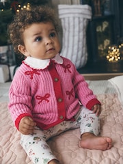 Pink and Red My First Christmas Baby Cardigan (0-18mths) - Image 2 of 10