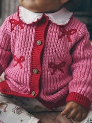 Pink and Red My First Christmas Baby Cardigan (0-18mths) - Image 3 of 10