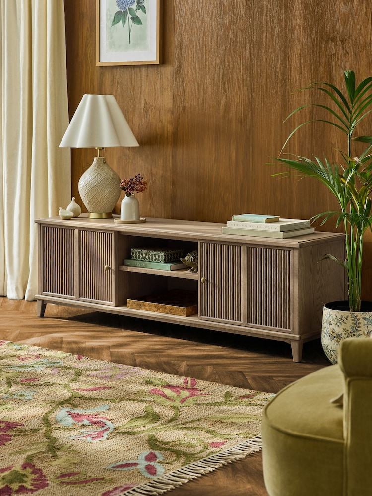 Laura Ashley Light Oak Barcombe Wide Up to 50 Inch TV Unit - Image 2 of 10 Laura Ashley Light Oak Barcombe Wide Up to 50 Inch TV Unit - Image 2 of 10