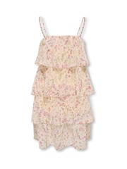 ONLY KIDS Cream Floral Layered Summer Dress - Image 1 of 3