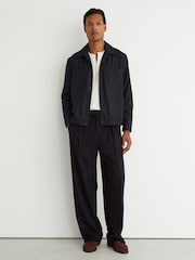 Reiss Navy Penge Brushed Twin-Pocket Overshirt with Wool - Image 4 of 8