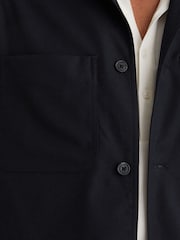 Reiss Navy Penge Brushed Twin-Pocket Overshirt with Wool - Image 5 of 8