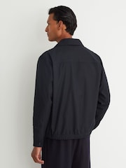 Reiss Navy Penge Brushed Twin-Pocket Overshirt with Wool - Image 6 of 8