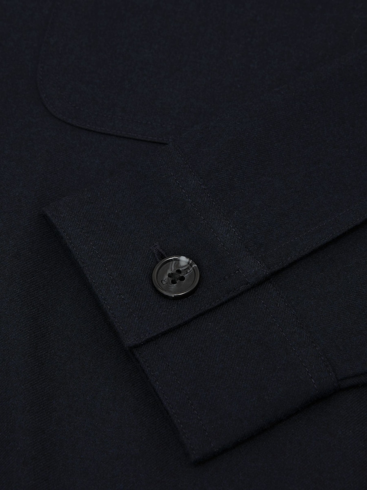 Reiss Navy Penge Brushed Twin-Pocket Overshirt with Wool - Image 8 of 8 Reiss Navy Penge Brushed Twin-Pocket Overshirt with Wool - Image 8 of 8
