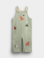 JoJo Maman Bébé Sage Green Cross Stitch Farm Dungaree Set - Image 4 of 6