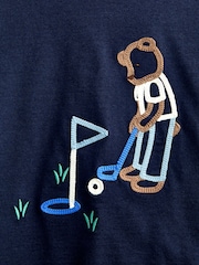 JoJo Maman Bébé Navy Blue Golf Embroidered Top - Image 4 of 4