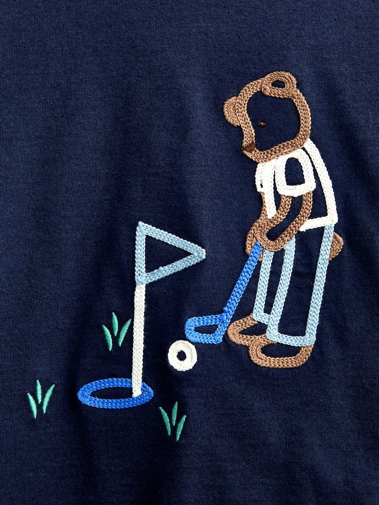 JoJo Maman Bébé Navy Blue Golf Embroidered Top - Image 4 of 4