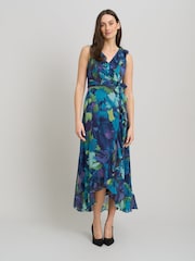 Φόρεμα Gina Bacconi Marlee με βολάν, πλαϊνό δέσιμο και στάμπα - Εικόνα 1 από 8