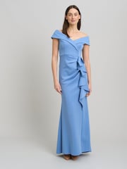Gina Bacconi Blue Victoria Maxi Dress With Side Ruching - Image 1 of 6