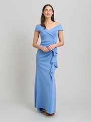 Gina Bacconi Blue Victoria Maxi Dress With Side Ruching - Image 3 of 6