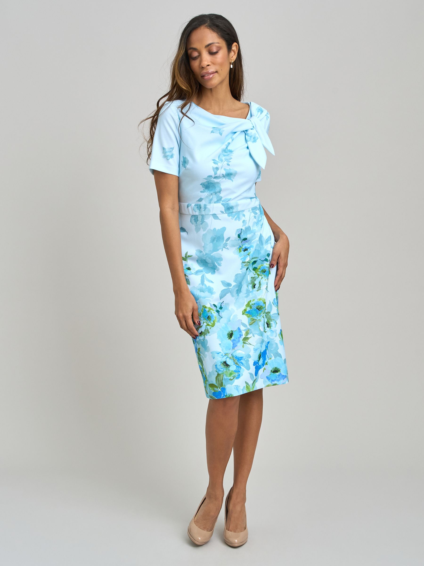新品 nagonstans Border-sleeves Dress 25ss Buy Gina Bacconi Blue Nisha Tie Neck Border Print Dress from Next USA