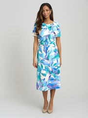 Gina Bacconi Parker Tie Neck Print Dress - Imaginea 5 din 7