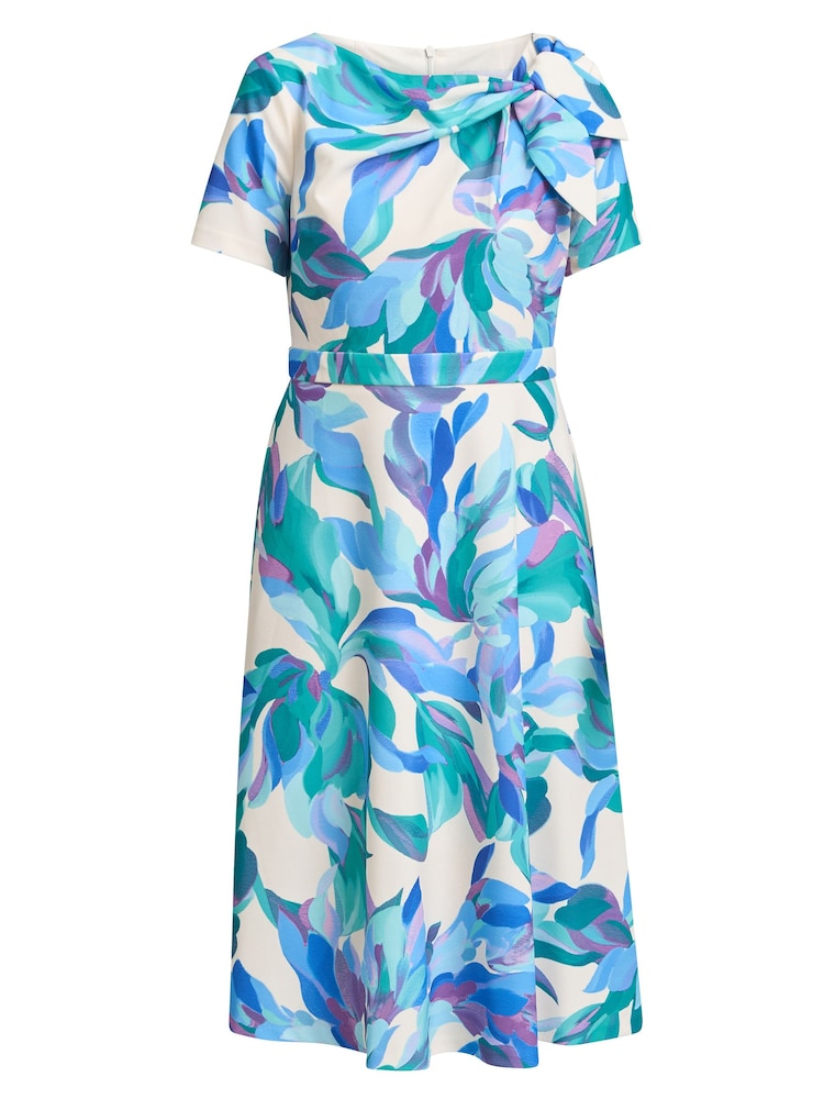 Gina Bacconi Parker Tie Neck Print Dress - Imaginea 7 din 7