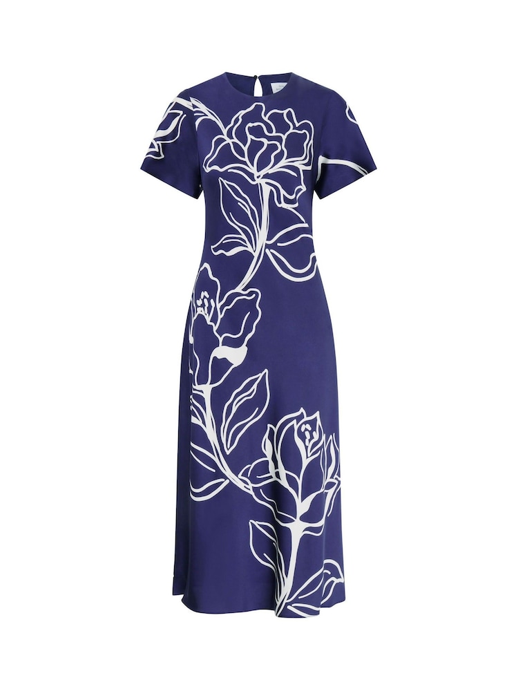 Gina Bacconi Blue Meg Short Sleeve Print Midi Dress - Image 6 of 6 Gina Bacconi Blue Meg Short Sleeve Print Midi Dress - Image 6 of 6