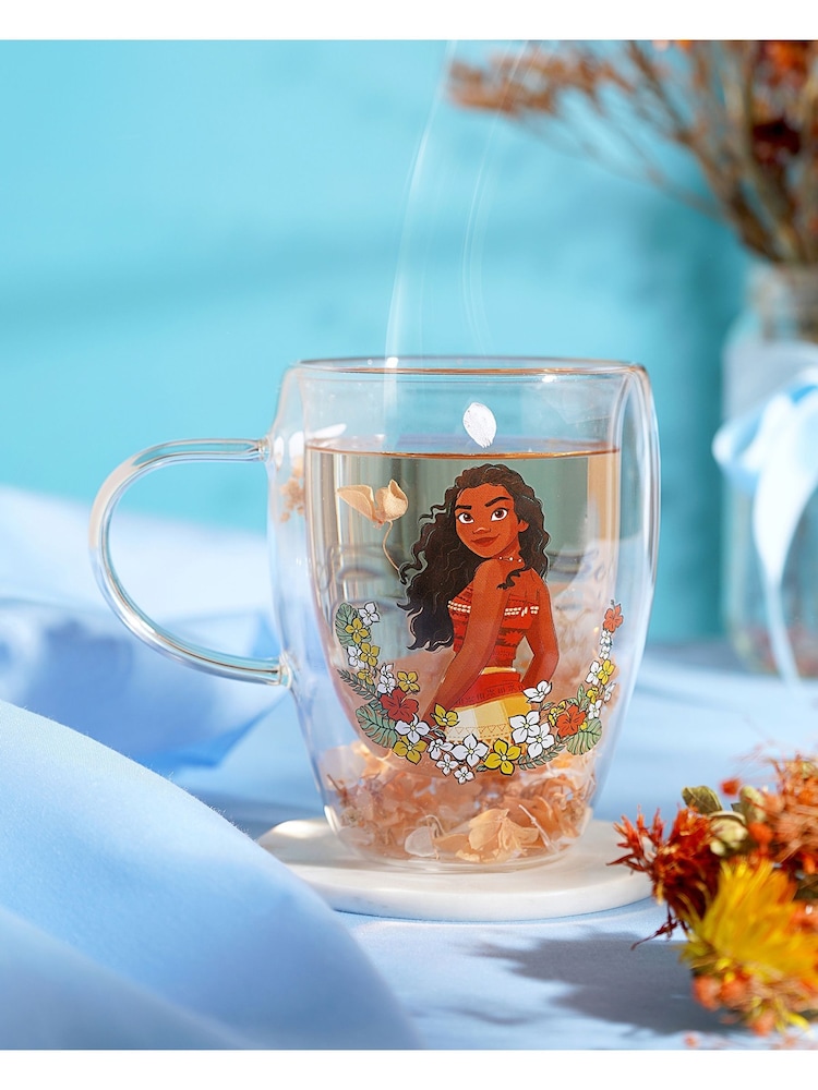 Disney Princess Orange Floral Decorative Moana Glass Mug - Image 1 of 5
