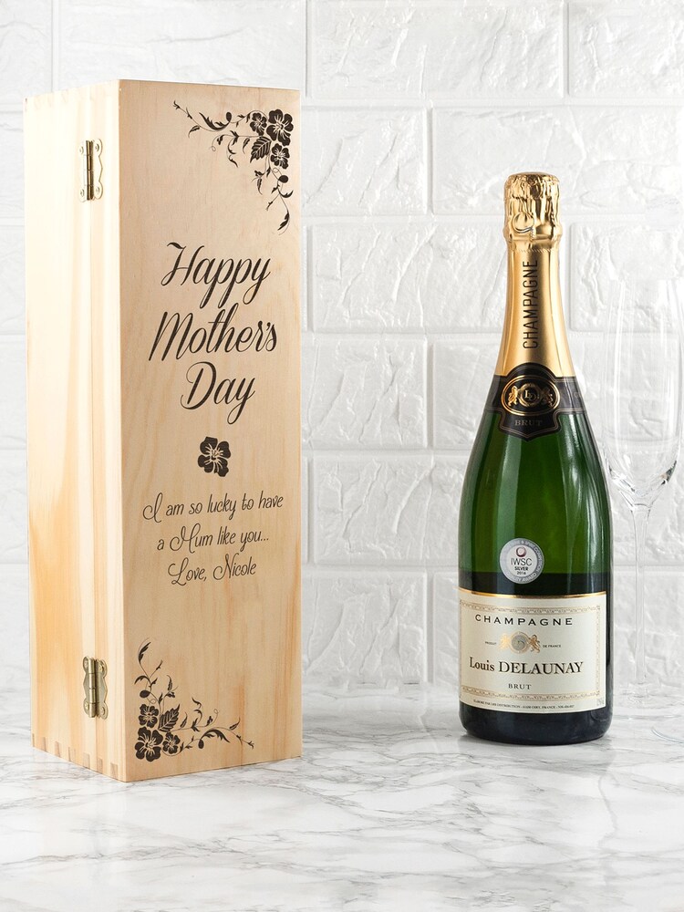 Personalised Floral Mother's Day Wine Box by Treat Republic - Image 1 of 5