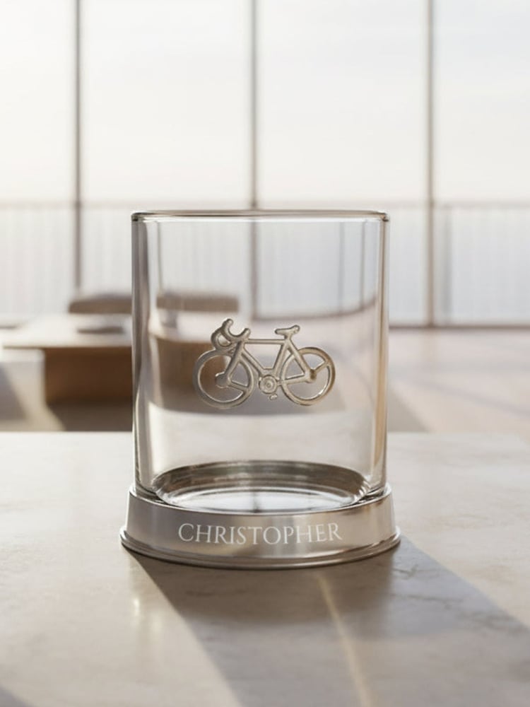 Personalised Cycling Icon Pewter Tumbler by Treat Republic - Image 1 of 4