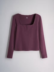 The Set 4 Pack Lace Henley Long Sleeve T-Shirts Burgundy Red - Image 2 of 7