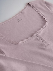 The Set 4 Pack Lace Henley Long Sleeve T-Shirts Burgundy Red - Image 7 of 7