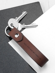 Personalised Luxury Brown Leather Keyring by Treat Republic - Image 2 of 5