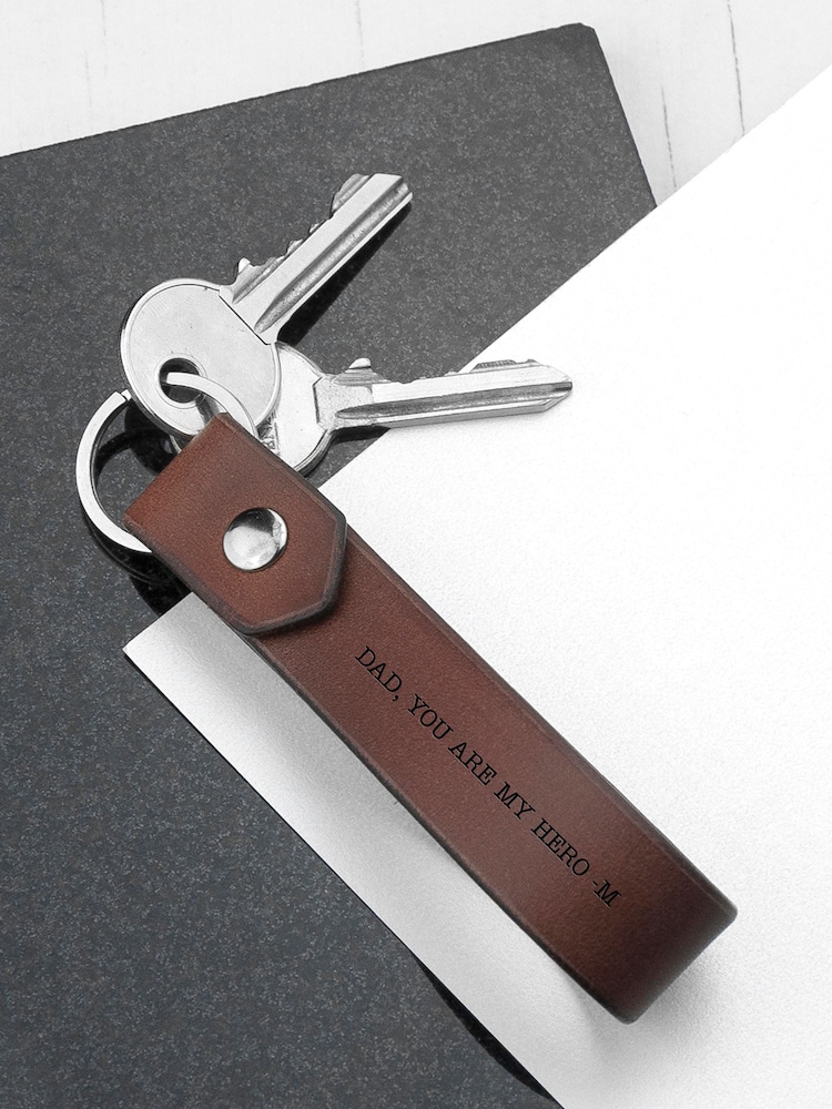 Personalised Luxury Brown Leather Keyring by Treat Republic - Image 2 of 5