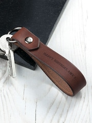 Personalised Luxury Brown Leather Keyring by Treat Republic - Image 4 of 5