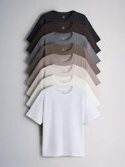 The Set 8 Pack Essential Lightweight T-Shirts Neutral/Black/Brown/Taupe/Cream/White - Image 1 of 11