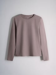 Brown/Pink/Purple/Cream/White - The Set 5 Pack Fitted Crew Neck Long Sleeve T-Shirts - Image 4 de 8
