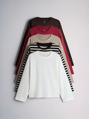 The Set Essentials Relaxed Long Sleeve T-Shirts 5 Pack - Image 1 of 8
