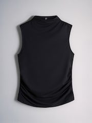 The Set 3 Pack High Neck Drape Sleeveless Tops Black/Taupe Brown/Chocolate - Image 4 of 8