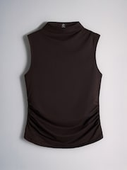 The Set 3 Pack High Neck Drape Sleeveless Tops Black/Taupe Brown/Chocolate - Image 5 of 8