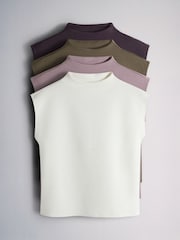 Khaki/Brown/Lilac/Cream - The Set ឈុត 4 អាវដៃខ្លីបែបផ្លូវការ កក្លាក់ - រូបភាព 2 នៃ 11
