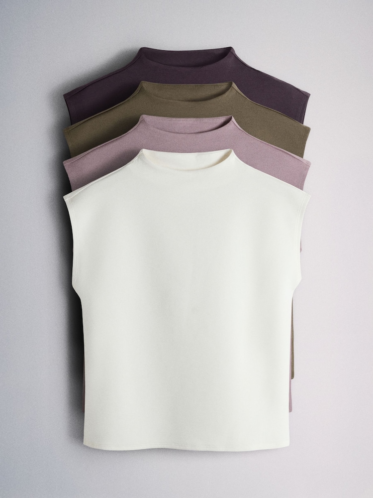 Khaki/Brown/Lilac/Cream - The Set ឈុត 4 អាវដៃខ្លីបែបផ្លូវការ កក្លាក់ - រូបភាព 2 នៃ 11