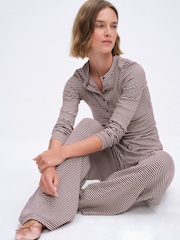 The Set Long Sleeve Button Through T-Shirts and Trousers Co-Ord Set Burgundy Red - Image 5 of 10