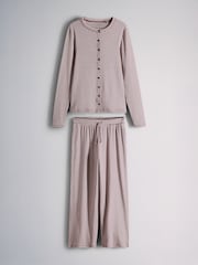 The Set Long Sleeve Button Through T-Shirts and Trousers Co-Ord Set Burgundy Red - Image 6 of 10
