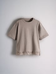The Set 3 Pack Lace Trim Heavyweight T-Shirts Brown/Cream/Taupe - Image 3 of 8