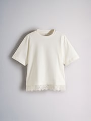 The Set 3 Pack Lace Trim Heavyweight T-Shirts Brown/Cream/Taupe - Image 4 of 8
