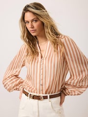 Mint Velvet Orange Striped Sheer Blouse - Image 2 of 7